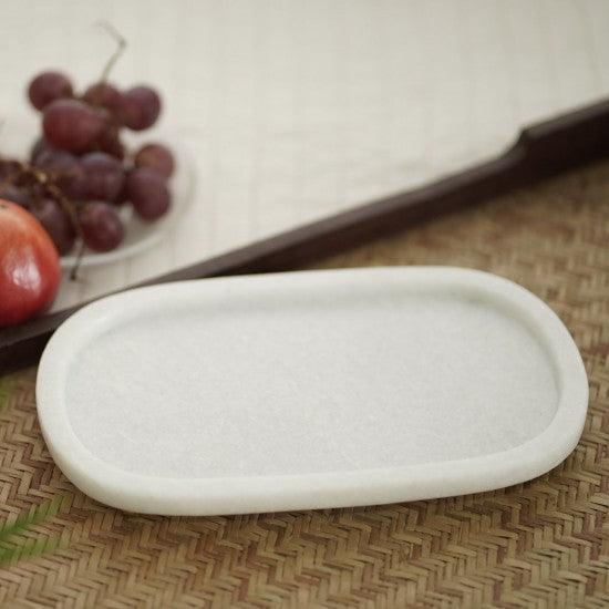 Buy Puja Essentials - White Minimal Pooja Platter | Decorative White Marble Tray For Table & Home Decor by Courtyard on IKIRU online store