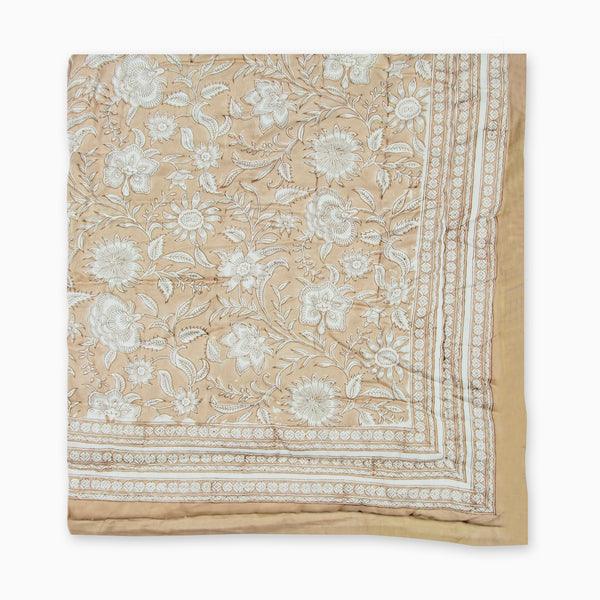 Buy Quilts - Floral Printed Cotton Quilt Comforter Blanket Beige & White Color by Houmn on IKIRU online store