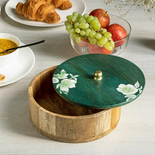 Buy Roti Box - Carnation Hot Casserole Wooden Roti Box with Lid by Houmn on IKIRU online store