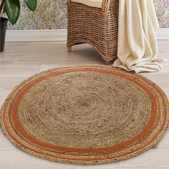 Buy Rugs - Black Natural Braided Round Cotton & Jute Rug | Floor Mat For Living Room and Home by Sashaa World on IKIRU online store