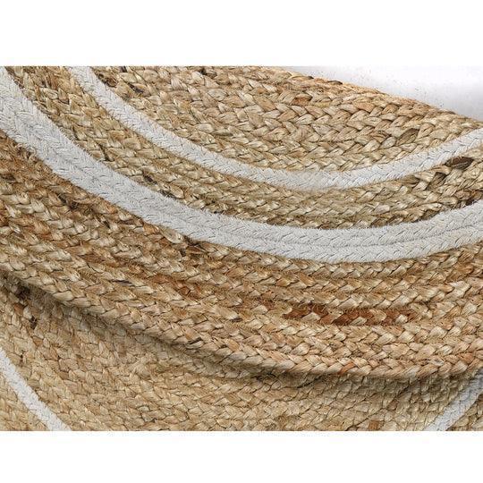 Buy Rugs - Black Natural Braided Round Cotton & Jute Rug | Floor Mat For Living Room and Home by Sashaa World on IKIRU online store