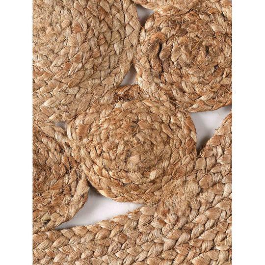 Buy Rugs - Natural Brown Braided Jute Rug with Circle Pattern | Round Floor Mat For Living Room and Home by Sashaa World on IKIRU online store