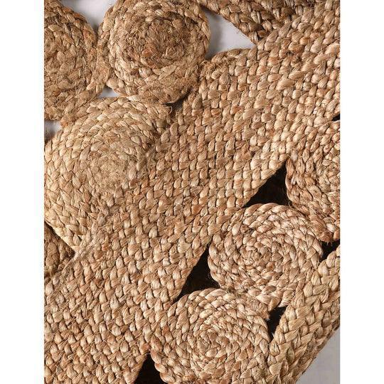 Buy Rugs - Natural Brown Braided Jute Rug with Circle Pattern | Round Floor Mat For Living Room and Home by Sashaa World on IKIRU online store