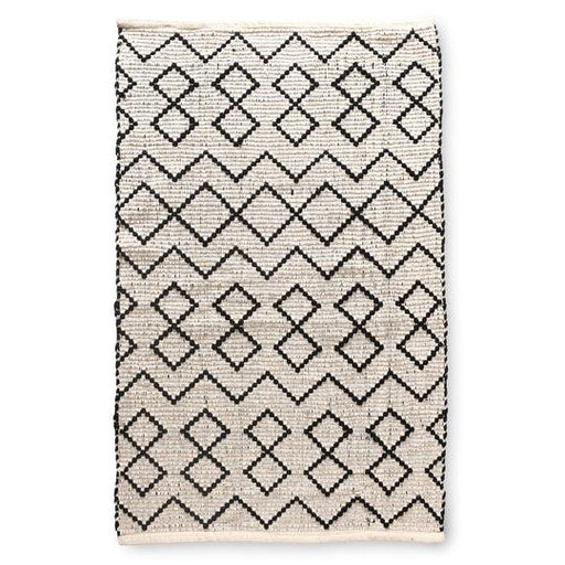 Buy Rugs - Rectangular Black & White Diamond and Chevron Pattern Cotton Rug For Living Room & Home by Sashaa World on IKIRU online store
