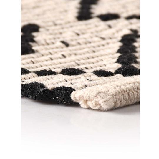 Buy Rugs - Rectangular Black & White Diamond and Chevron Pattern Cotton Rug For Living Room & Home by Sashaa World on IKIRU online store
