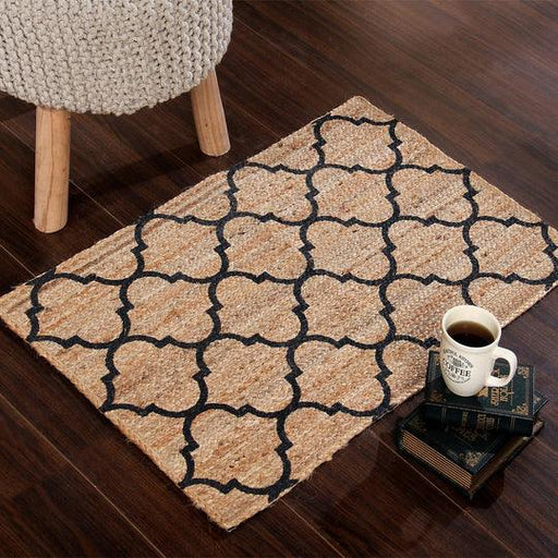 Buy Rugs - Rectangular Braided Natural Jute Rug With Printing | Floor Mat For Living Room and Home by Sashaa World on IKIRU online store
