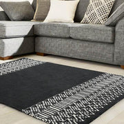 Buy Rugs - Rectangular Cotton Woven Black & White Rug | Decorative Floor Mat For Living Room Bedroom & Home by Sashaa World on IKIRU online store
