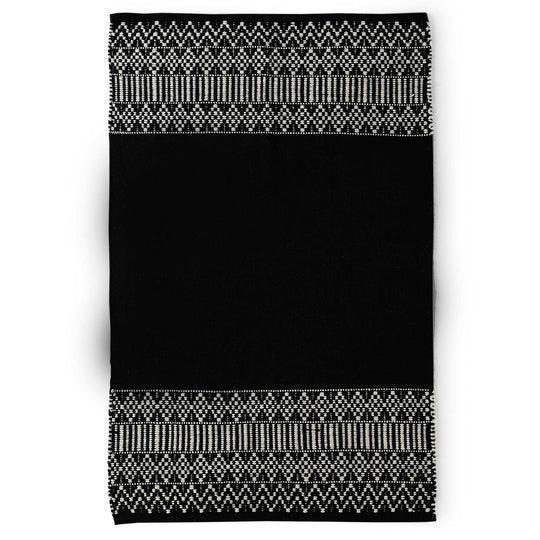 Buy Rugs - Rectangular Cotton Woven Black & White Rug | Decorative Floor Mat For Living Room Bedroom & Home by Sashaa World on IKIRU online store