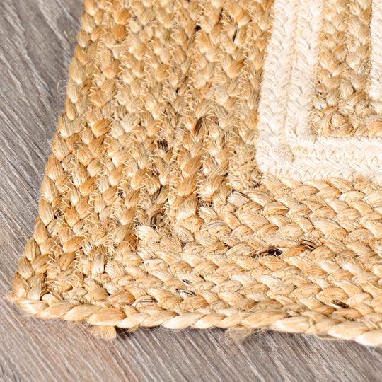 Buy Rugs - Rectangular Natural Jute Rug with White Accents For Living Room & Home by Sashaa World on IKIRU online store