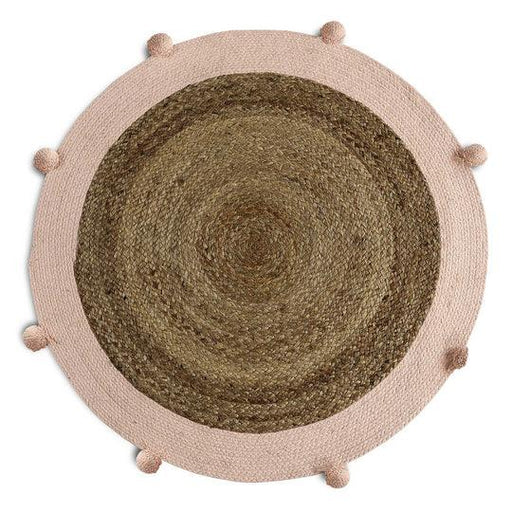 Buy Rugs - Reversible Jute and Cotton Rug with Pompom Edging Floor Mat For Living Room and Home by Sashaa World on IKIRU online store