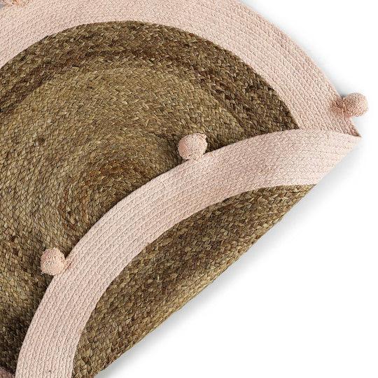 Buy Rugs - Reversible Jute and Cotton Rug with Pompom Edging Floor Mat For Living Room and Home by Sashaa World on IKIRU online store