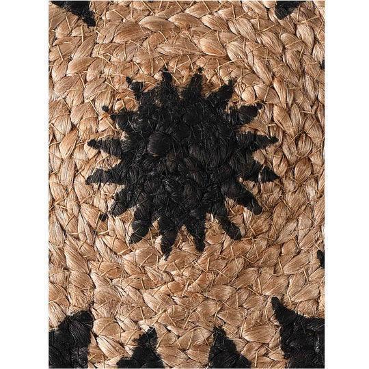 Buy Rugs - Round Black Symmetric Design Jute Rug | Circular Floor Mat For Living Room Bedroom & Home by Sashaa World on IKIRU online store