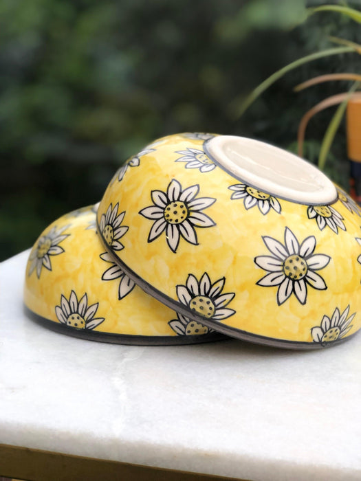 Buy Serving Bowl - Beautiful Sunflower Design Serving Bowl For Snack & Desert | Floral Gifting Serveware by Earthware on IKIRU online store