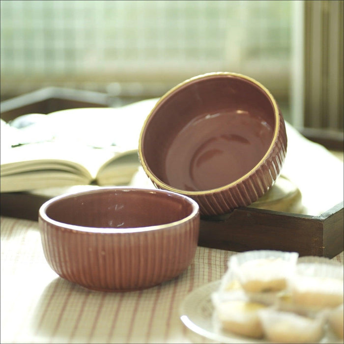 Buy Serving Bowl - Cheapora Pink Ceramic Deep Bowl For Serving Snacks & Desert Set Of 2 For Home & Gifting by Courtyard on IKIRU online store