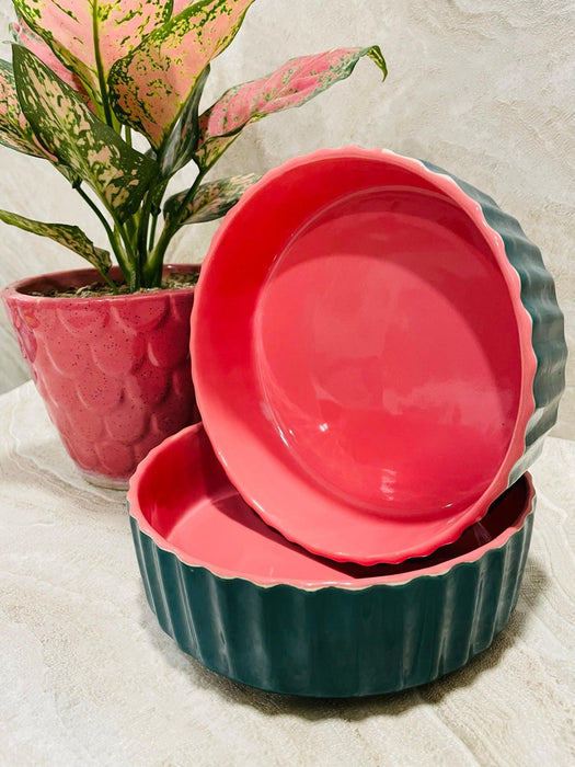 Buy Serving Bowl - Handmade Ceramic Pie Dishes Set Of 2 For Serving & Dining Table | Stylish Microwave Bowl by Earthware on IKIRU online store