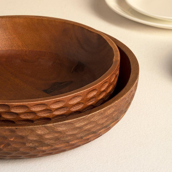 Buy Serving Bowl - Wooden Serving Bowl Set of 2 Bowls by Houmn on IKIRU online store