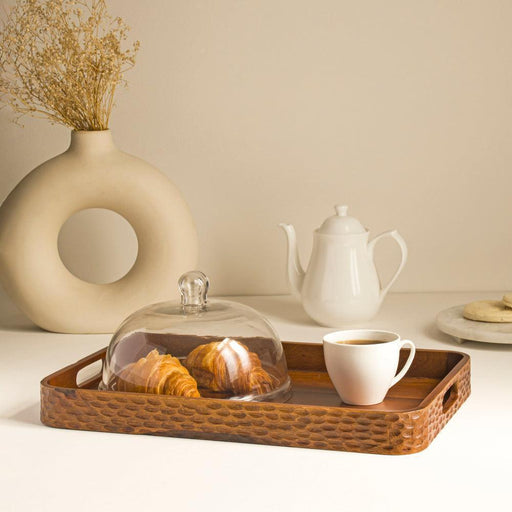 Buy Serving Platter & Tray - Keeper Hammer Rectangular Wooden Serving Tray | Mango Wood by Houmn on IKIRU online store