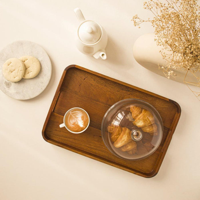 Buy Serving Platter & Tray - Keeper Hammer Rectangular Wooden Serving Tray | Mango Wood by Houmn on IKIRU online store