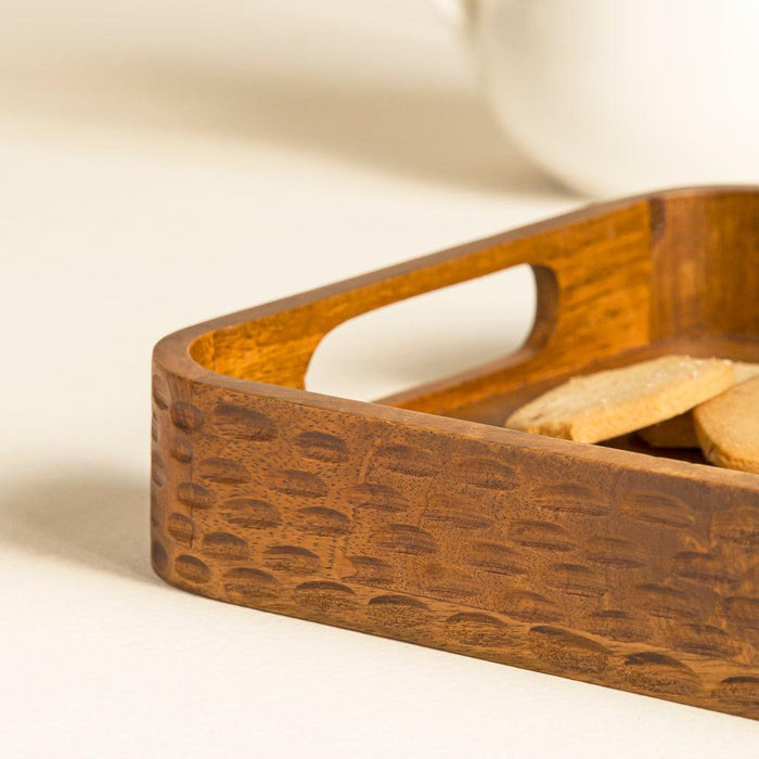 Buy Serving Platter & Tray - Keeper Hammer Rectangular Wooden Serving Tray | Mango Wood by Houmn on IKIRU online store