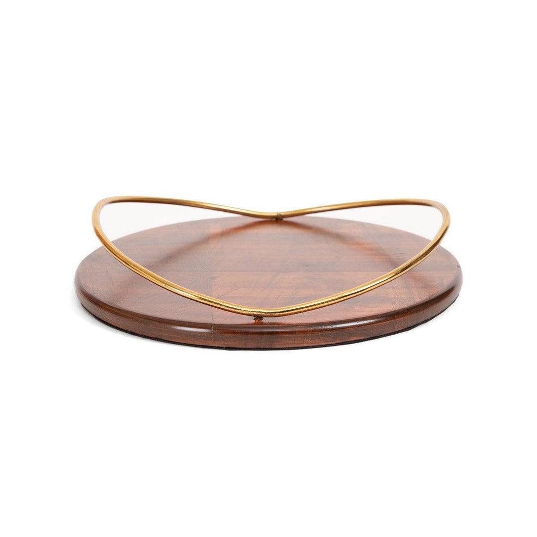 Buy Serving Platter & Tray - Mrisha Round Ring Serving Tray | Decorative Wooden Base Serveware by Home4U on IKIRU online store