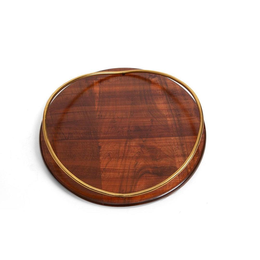 Buy Serving Platter & Tray - Mrisha Round Ring Serving Tray | Decorative Wooden Base Serveware by Home4U on IKIRU online store