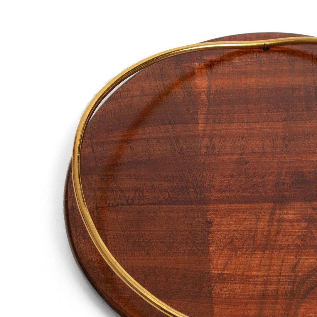 Buy Serving Platter & Tray - Mrisha Round Ring Serving Tray | Decorative Wooden Base Serveware by Home4U on IKIRU online store