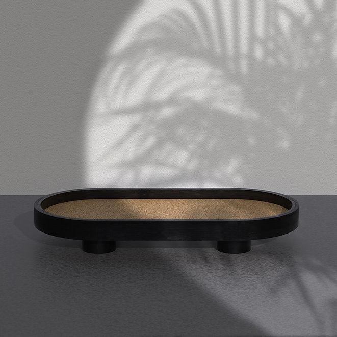 Buy Serving Platter & Tray - Podium Bamboo & Cork Oval Tray | Black Platter For Home & Kitchen by Mianzi on IKIRU online store