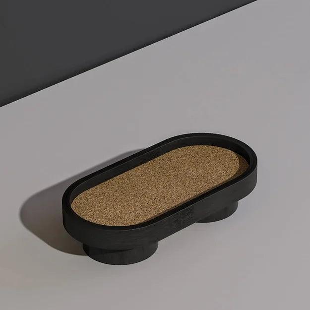 Buy Serving Platter & Tray - Podium Bamboo & Cork Oval Tray | Black Platter For Home & Kitchen by Mianzi on IKIRU online store