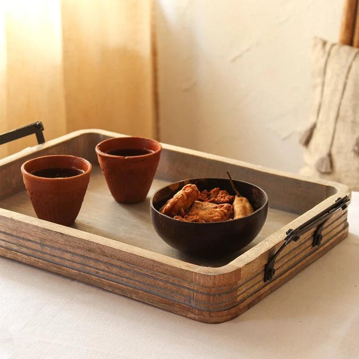 Buy Serving Platter & Tray - Rectangular Wooden Serving Tray | Platter With Handles For Home & Kitchen Utilities by House this on IKIRU online store