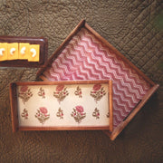 Buy Serving Platter & Tray - Sahul Wood & Fabric Printed Serving Tray Large For Dining Table & Home by Courtyard on IKIRU online store