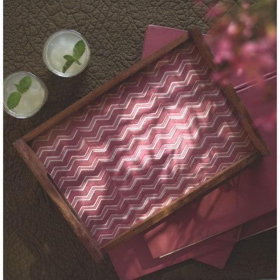 Buy Serving Platter & Tray - Sahul Wood & Fabric Printed Serving Tray Large For Dining Table & Home by Courtyard on IKIRU online store