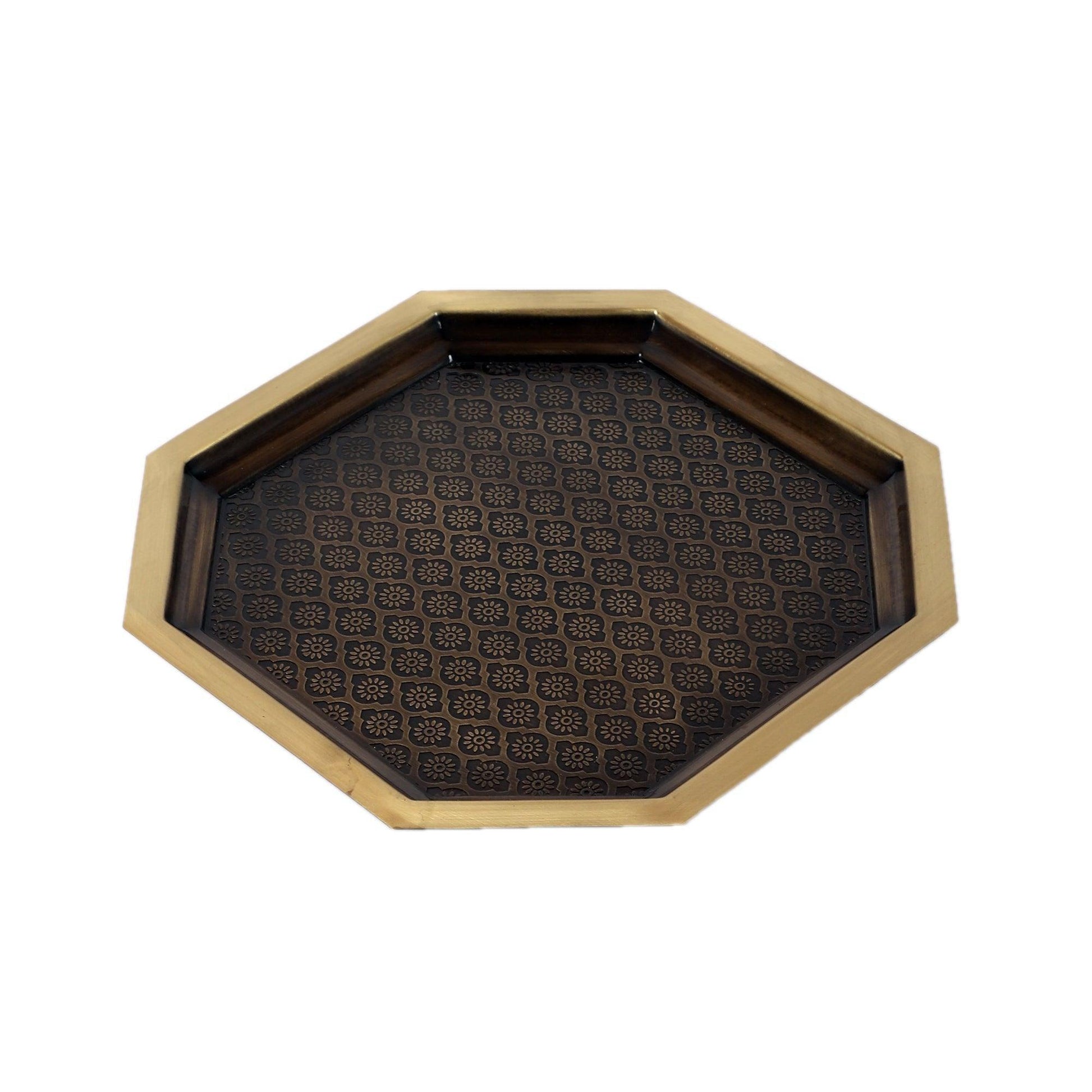 Buy Serving Trays - Phulkari Antique Brass Serving Tray For Sharbat & Snacks | Unique Serveware by Courtyard on IKIRU online store