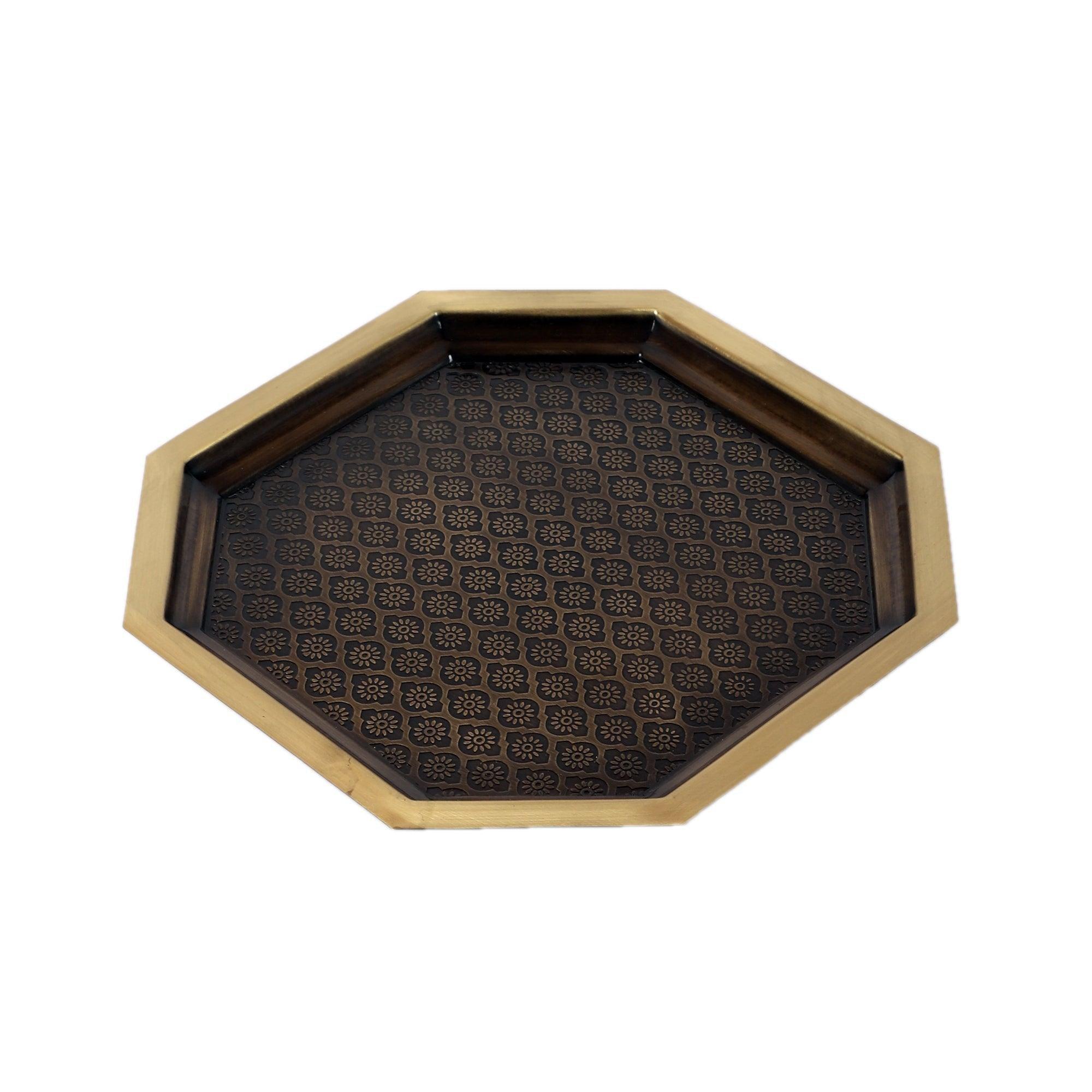 Buy Serving Trays - Phulkari Antique Brass Serving Tray For Sharbat & Snacks | Unique Serveware by Courtyard on IKIRU online store
