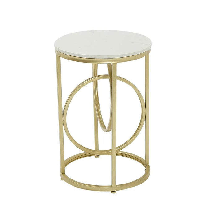 Buy Side Table - Designer White Round End Table With Marble Top For Home Decor and Office Accent Table by Handicrafts Town on IKIRU online store