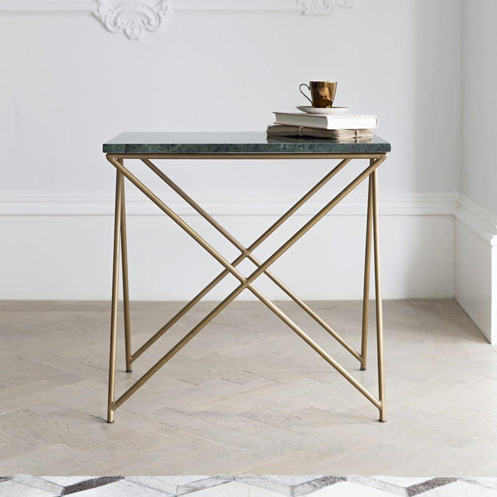 Buy Side Table - Marble & Metal Side Table For Living Room | Golden Metal Frame Table by The home dekor on IKIRU online store