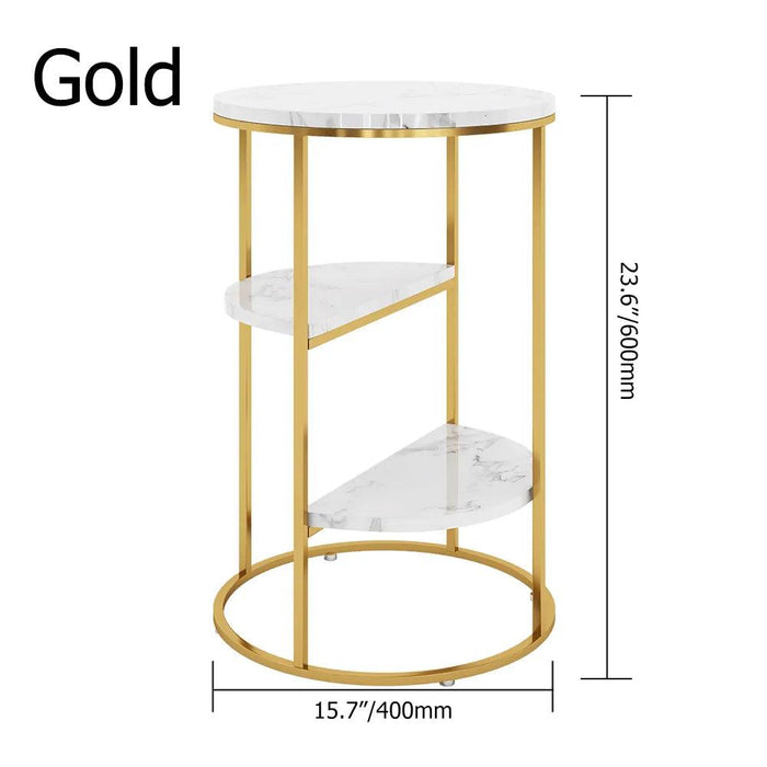 Buy Side Table - Marble Top 3 Tier Shelf End Table For Living Room and Home Decor | Elegant Side Table by Handicrafts Town on IKIRU online store