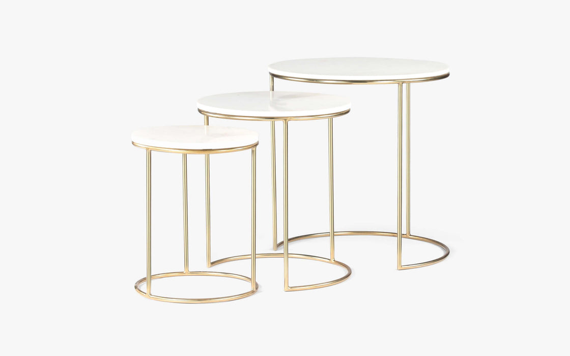 Buy Side Table - Marble Top Nested Table | Round Side Table Set Of 3 For Home And Living Room by Orange Tree on IKIRU online store