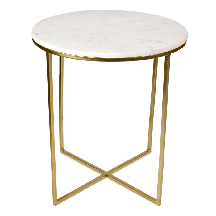 Buy Side Table - Round Marble Top Metal End Table | Side Table For Living Room and Bedroom by Manor House on IKIRU online store