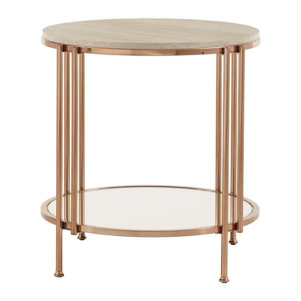 Buy Side Table - Round Nest of Tables For Living Room Set of 2 Accent Table Marble Top & Rose Gold Finish by Handicrafts Town on IKIRU online store