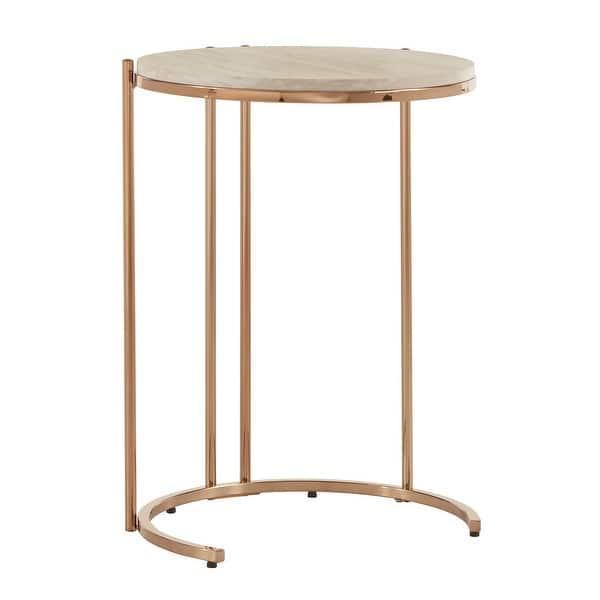 Buy Side Table - Round Nest of Tables For Living Room Set of 2 Accent Table Marble Top & Rose Gold Finish by Handicrafts Town on IKIRU online store