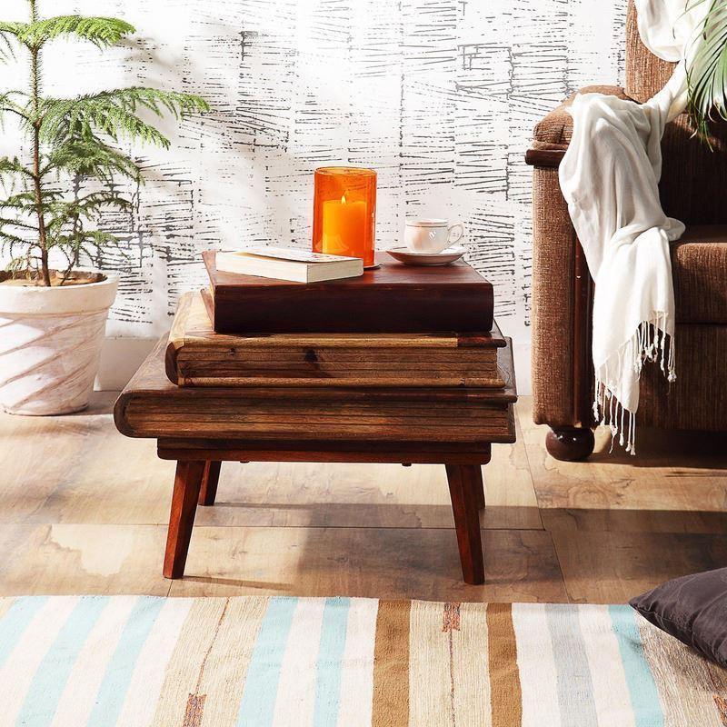 Buy Side Table - Square Wooden Book Style Side Table | Coffee Table For Living Room by The home dekor on IKIRU online store