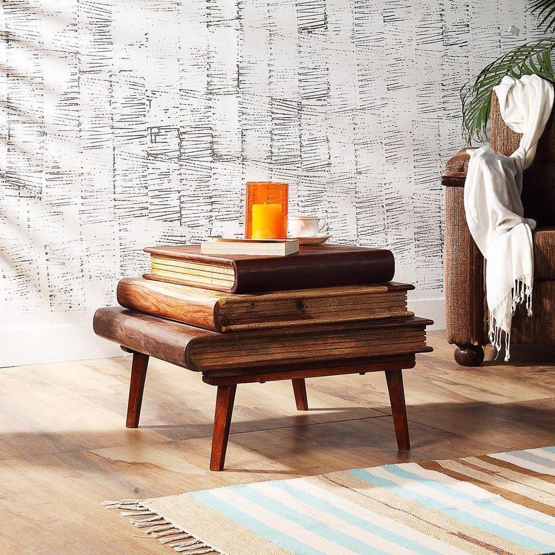Buy Side Table - Square Wooden Book Style Side Table | Coffee Table For Living Room by The home dekor on IKIRU online store