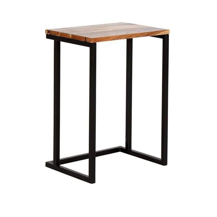 Buy Side Table - Wood & Black Metal Stool Set Of 2 Pieces | Side End Table For Living Room by The home dekor on IKIRU online store
