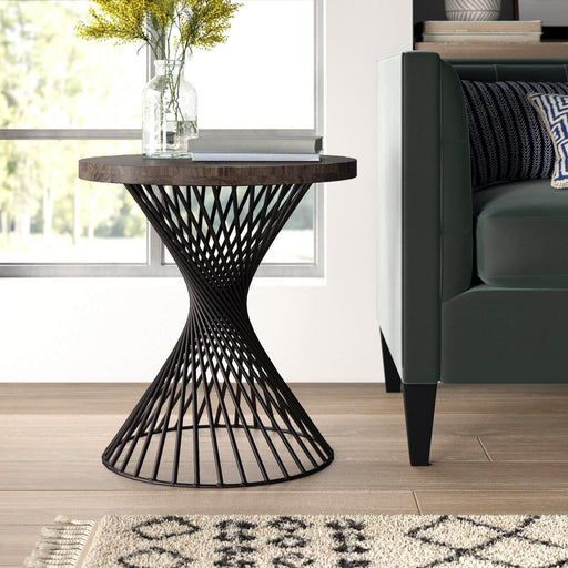Buy Side Table - Wood & Metal Spiral Round Side Table For Living Room by The home dekor on IKIRU online store