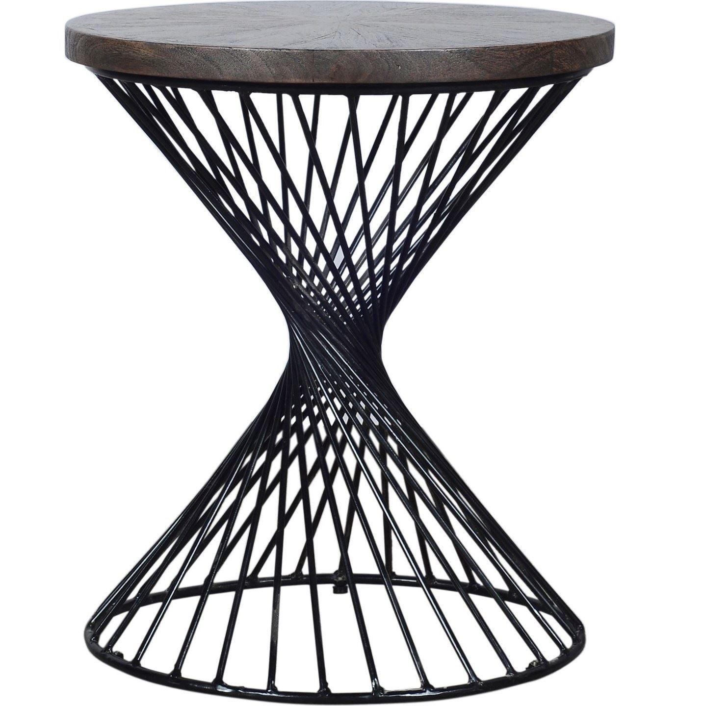 Buy Side Table - Wood & Metal Spiral Round Side Table For Living Room by The home dekor on IKIRU online store