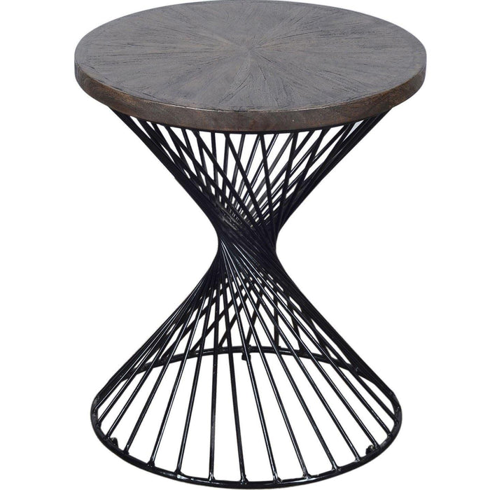 Buy Side Table - Wood & Metal Spiral Round Side Table For Living Room by The home dekor on IKIRU online store