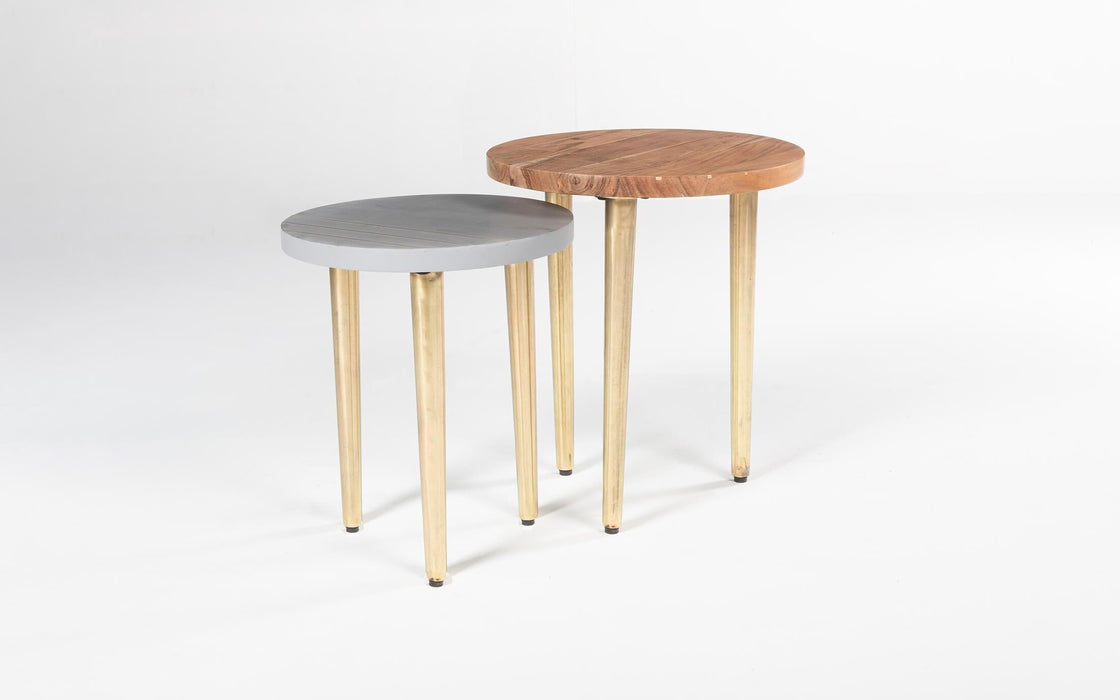 Buy Side Table - Wooden & Metal Round Side Table | Coffee Table Set Of 2 For Home & Living Room by Orange Tree on IKIRU online store