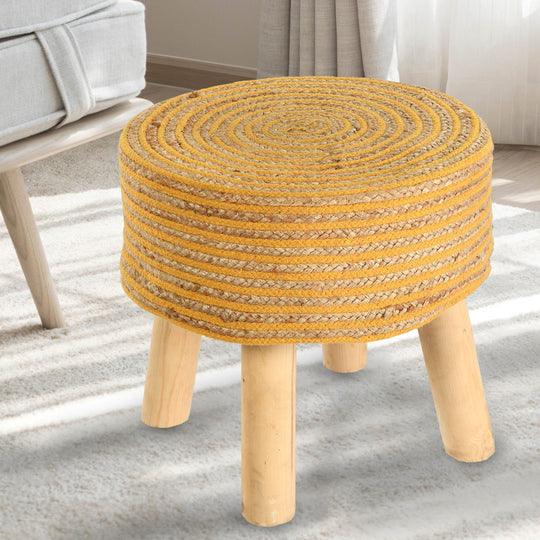 Buy Stool - Black Round Jute & Cotton Seating Stool For Living Room & Home by Sashaa World on IKIRU online store