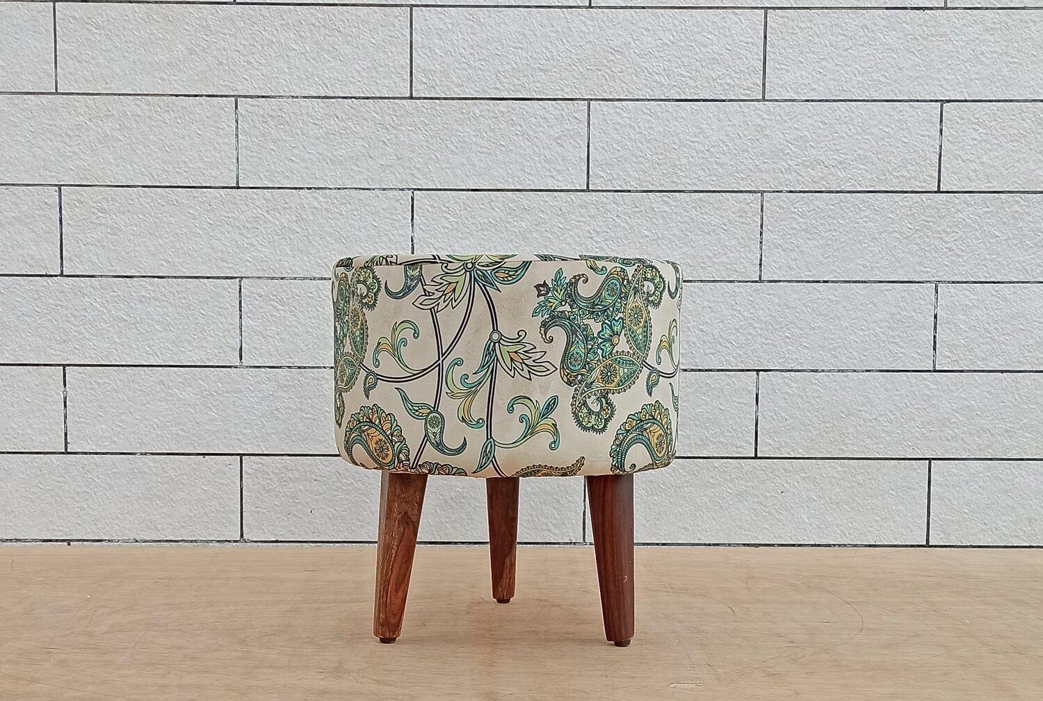 Buy Stool - Wooden Cream Pouf Ottoman For Living Room | Wood Stool & Chair by The home dekor on IKIRU online store