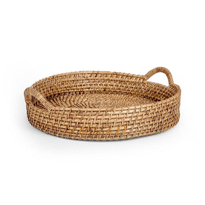 Buy Storage Tray & Basket - Rattan Multipurpose Round Organiser Tray With Handle Eco Friendly by Home4U on IKIRU online store